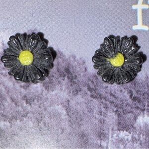 Black and Yellow Floral Earrings